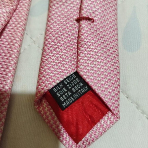Silk tie Gino Rossini new, pink houndstooth pattern