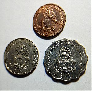 ΜΠΑΧΑΜΕΣ 3 Νομίσματα 1 Cent 1990 - 5 Cents 2004 & 10 Cents 2000