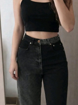 Pull & Bear high waist jean like new, black and grey