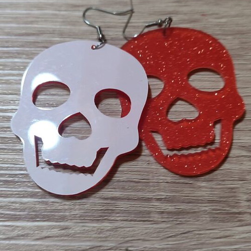 Dangling earrings new, red with glitter 4.5x6 cm