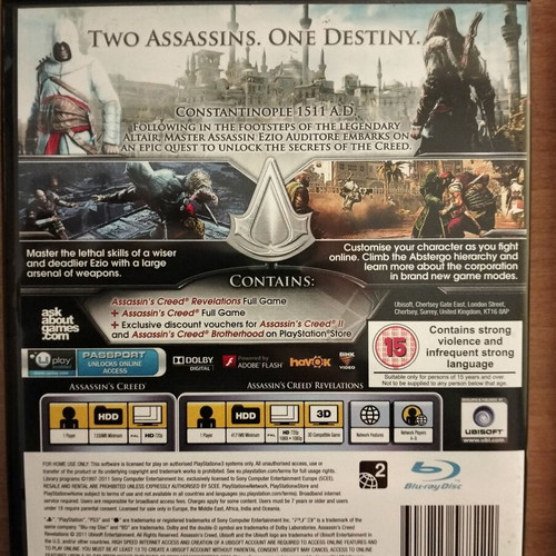 Assassin's Creed Revelations and Brotherhood PS3 games like new