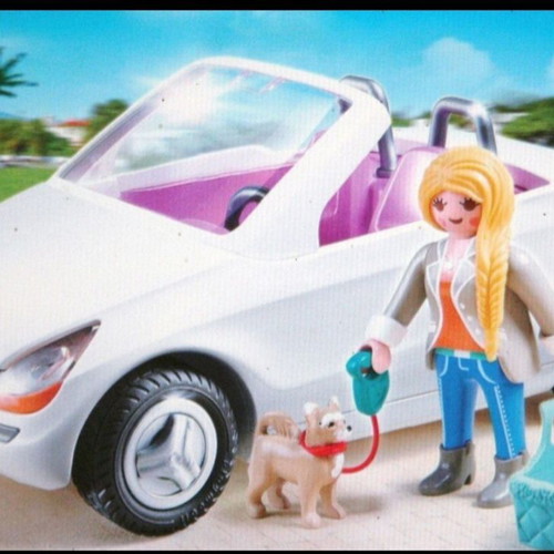 Playmobil 5585 Convertible with Woman and Puppy like new
