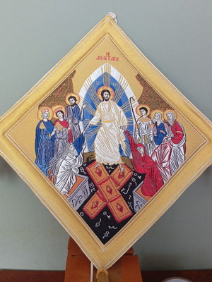 Embroidered Ieratiko Epigonatio with Resurrection Scene new