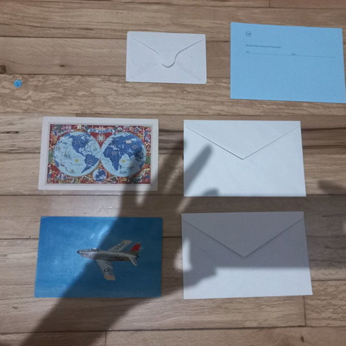 Postcards used with airplane theme