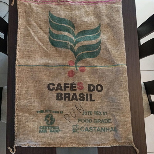 Coffee burlap sack Brazil used, pack of 2