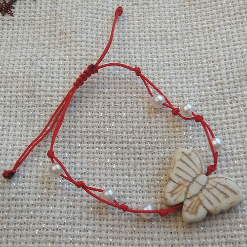 Bracelet with butterfly chaolite and pearls new for Martis