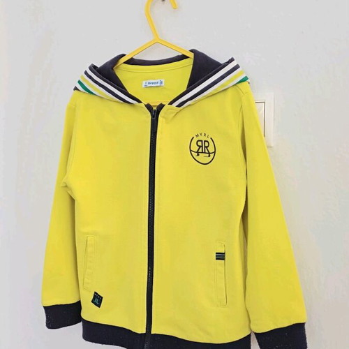Mayoral kids hoodie jacket used, lemon/neon, size 110