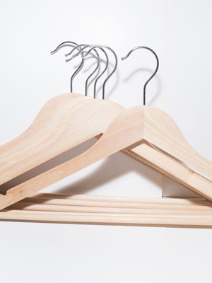 Wooden clothes hangers set of five, new, 45 cm length