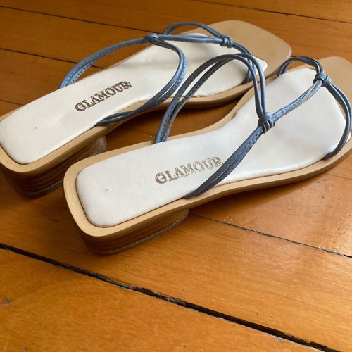 Sandals with turquoise leather straps like new, size 38