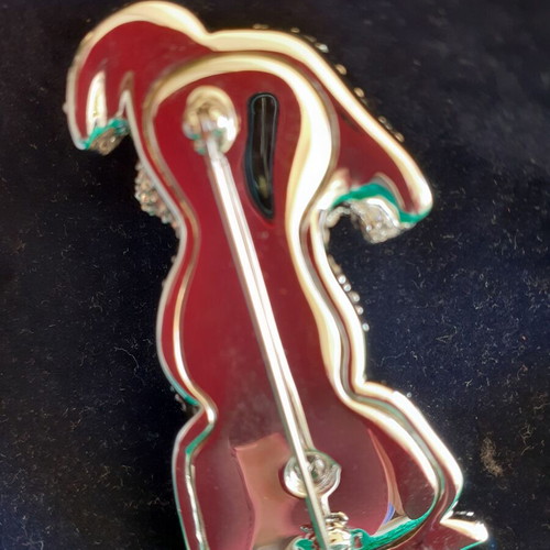 Swarovski Big Dalmatian Dog Brooch new, black and silver