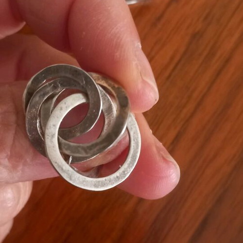 Silver handmade ring with rings