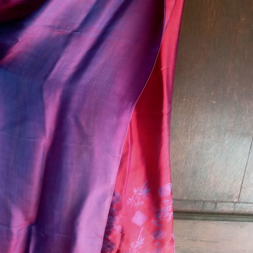 Chinese silk scarf like new, deep red and purple, 156x45cm