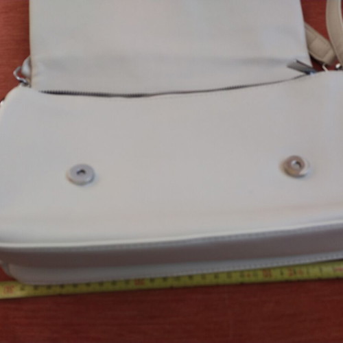 Women's bag new, adjustable strap, white-cream color, zip pockets