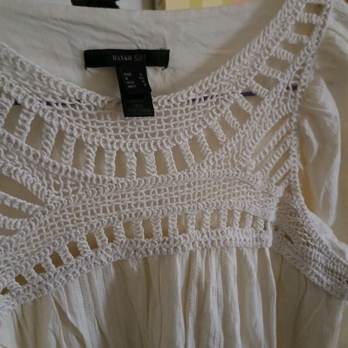 Mango broderie dress, ecru, cotton fabric