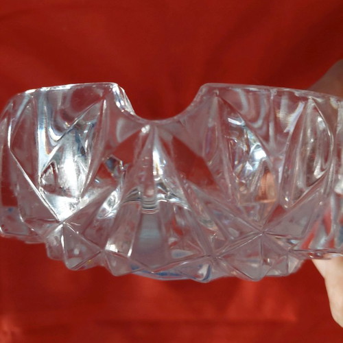 Crystal ashtray large used with embossed flower and leaf designs