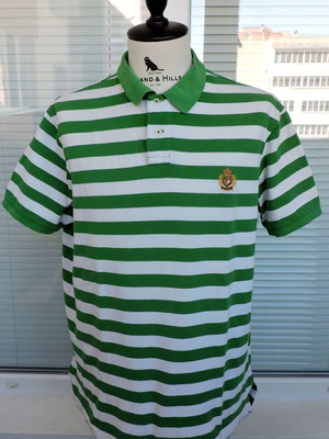 Polo by Ralph Lauren Mens Green White Striped Casual Polo T-Shirt used XL