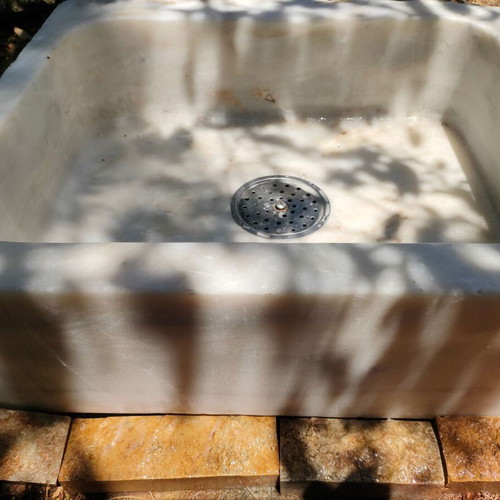 Marble sink basin used, white Penteli marble