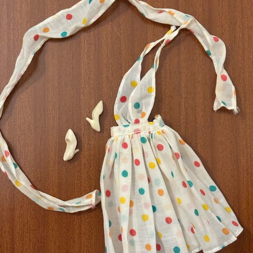 BIBI-BO Polka Dot Dress with Ribbon and White Shoes Used