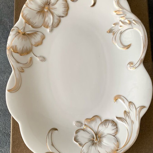 Serving plate new, 24 karat gold