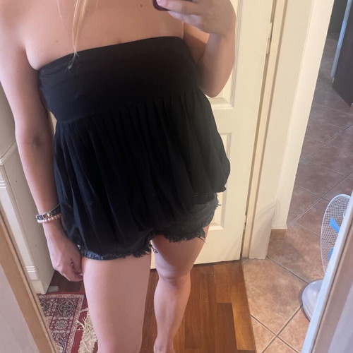 Black strapless balloon blouse like new