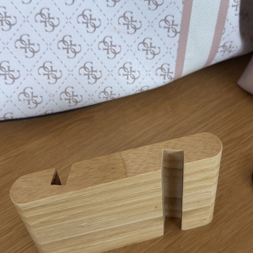 Wooden phone stand with 2 slots like new