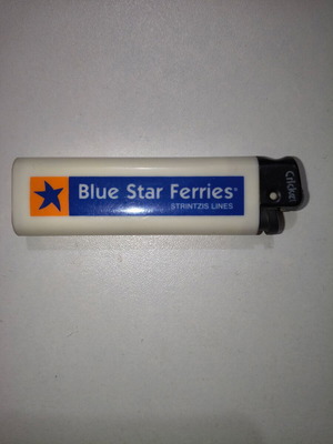Cricket lighter collectible with Blue Star Ferries – Strintzis Lines logo like new