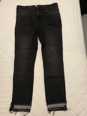 Zara women's jean pants used, size 40, black with silver trim
