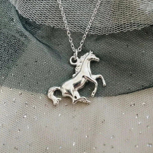 Horse Necklace 18K White Gold Plated Stainless Steel with Gift Box