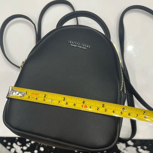 Forever Young small women's backpack new, black, eco leather