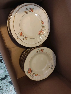 Vintage plates like new, set with small and medium decorated plates