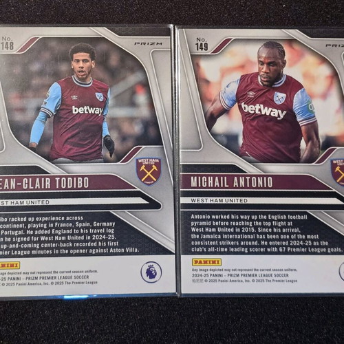 West Ham Prizm Orange Parallel set of 2 cards like new
