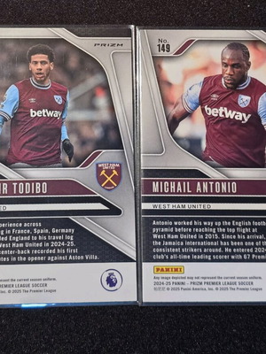 West Ham Prizm Orange Parallel set of 2 cards like new