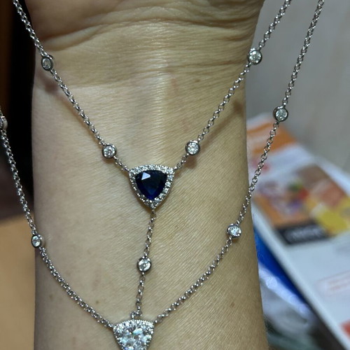 Double pendant APM Monaco new with blue stone, original with certificate