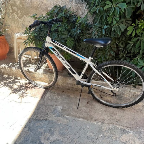 Mountain bike, white, disc brakes, gears