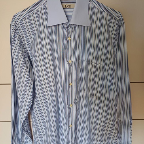 Striped shirt like new, size L, with contrasting collar and cuffs