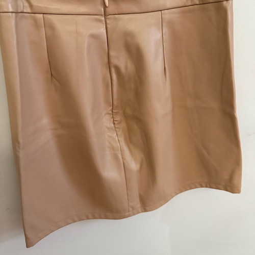 beige leather skirt
