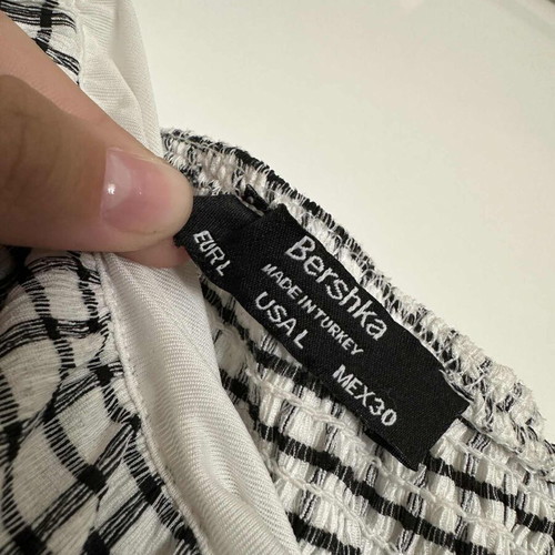 Bershka blouse size L used, white-black