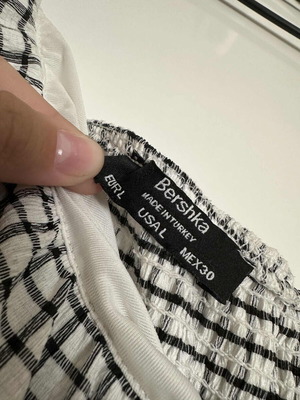 Bershka blouse size L used, white-black