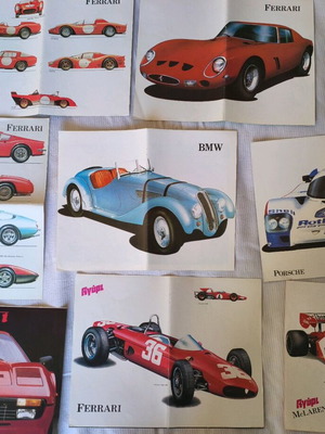 Αφίσες αγωνιστικών αυτοκινήτων μεταχειρισμένες, πακέτο 8, Ferrari Porsche McLaren