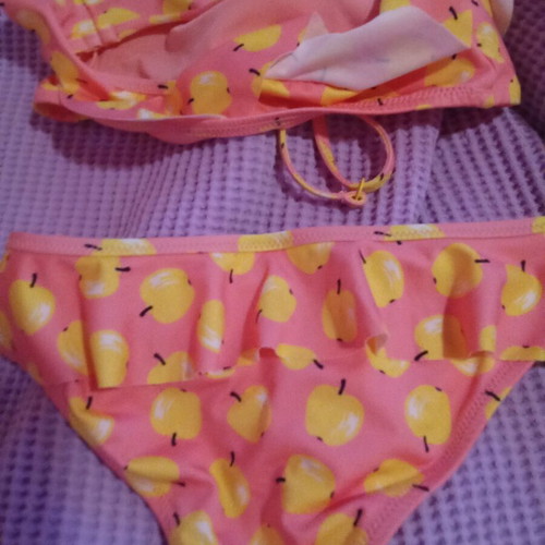 Benetton bikini swimsuit like new, pink and yellow, age 4-5
