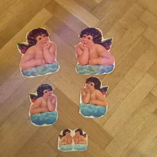 Angel stickers used, collectible from the 1970s