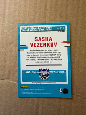 Panini Donruss Optic Rookie Sasha Vezenkov Red Mojo κάρτα με αυτόγραφο σαν καινούργιο Ολυμπιακός