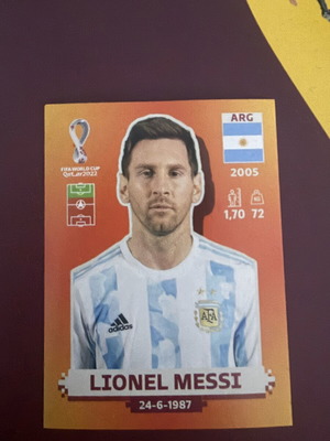 Lionel Messi Panini FIFA World Cup Sticker 2022 New