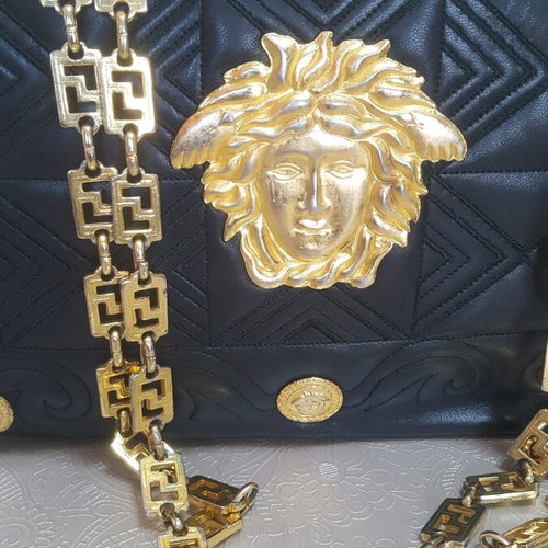 Gianni Versace vintage black leather shoulder bag used