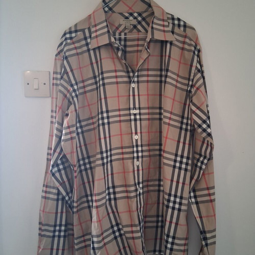 Burberry shirt unisex large, excellent condition, beige and brown