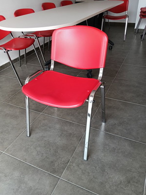 Conference table and 12 chairs like new, wood with metal legs