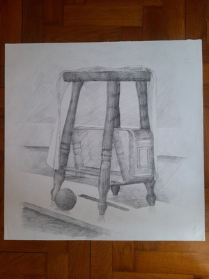 Sketch new pencil drawing, size 50x50 cm