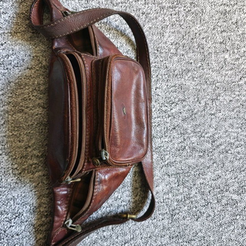 Leather waist bag brown worn