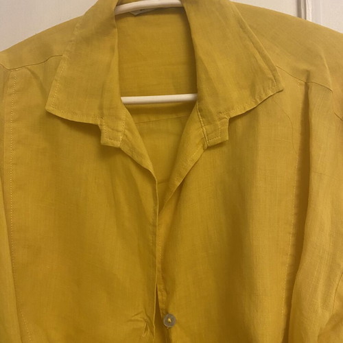 Zara yellow linen shirt with ruffle sleeves like new