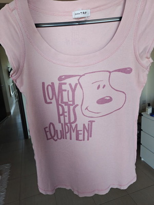 Zara T-shirt with pet design, pink, XS